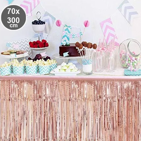 Rose Gold Püsküllü Masa Eteği 70*300 cm